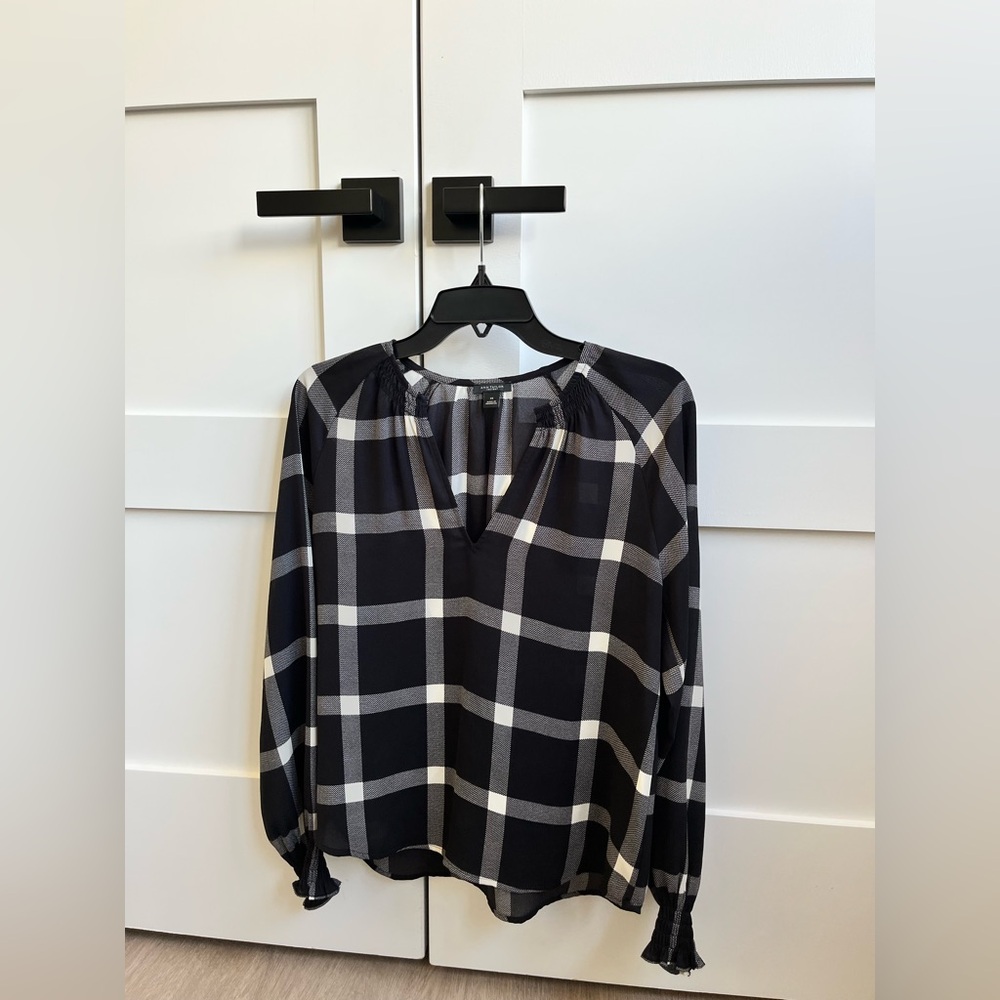 Plaid Black and White Women's Top